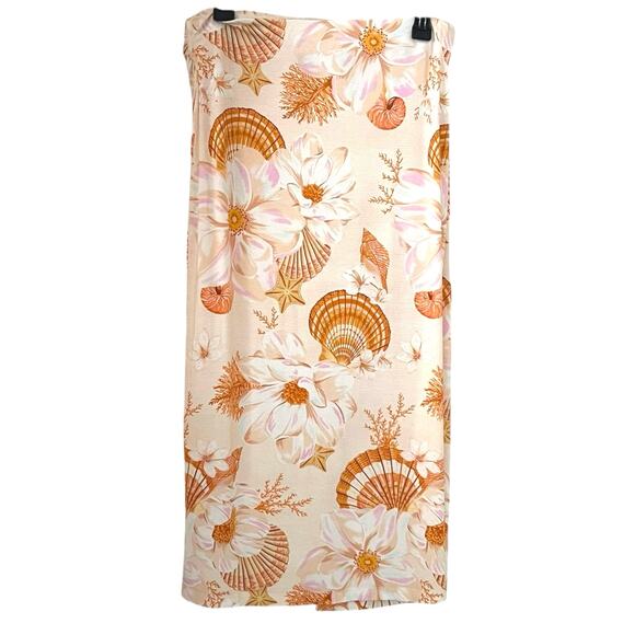 Farm Rio Getaway Seashell Faux Wrap Midi Skirt Size M - Picture 4 of 10